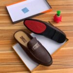 Brown Rough Leather Ferragamo Half-Shoe