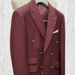 Men's Wine Red Double-Breasted Tailored Suit