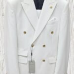 White Executive Suit with Gold Buttons